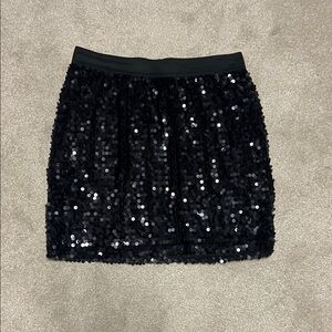 Kenar Black Sequin Mini Skirt